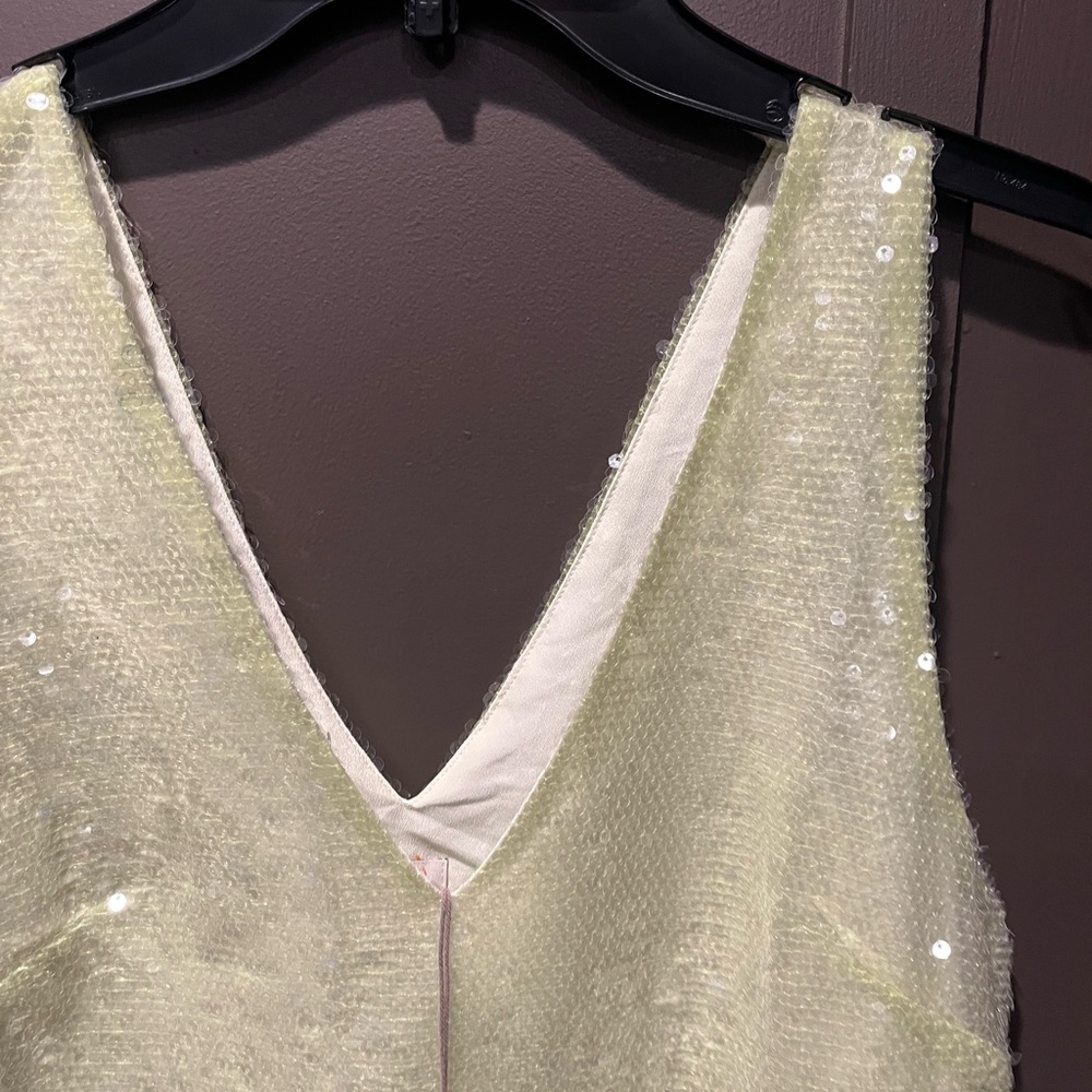 A New Day Light Lime Elegant Sequin Women's Dress Size XS MINI - Picture 2 of 7